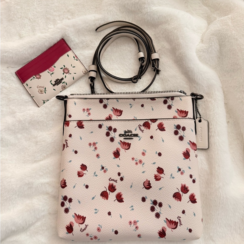 Coach Floral Crossbody Bag - Cream and Red